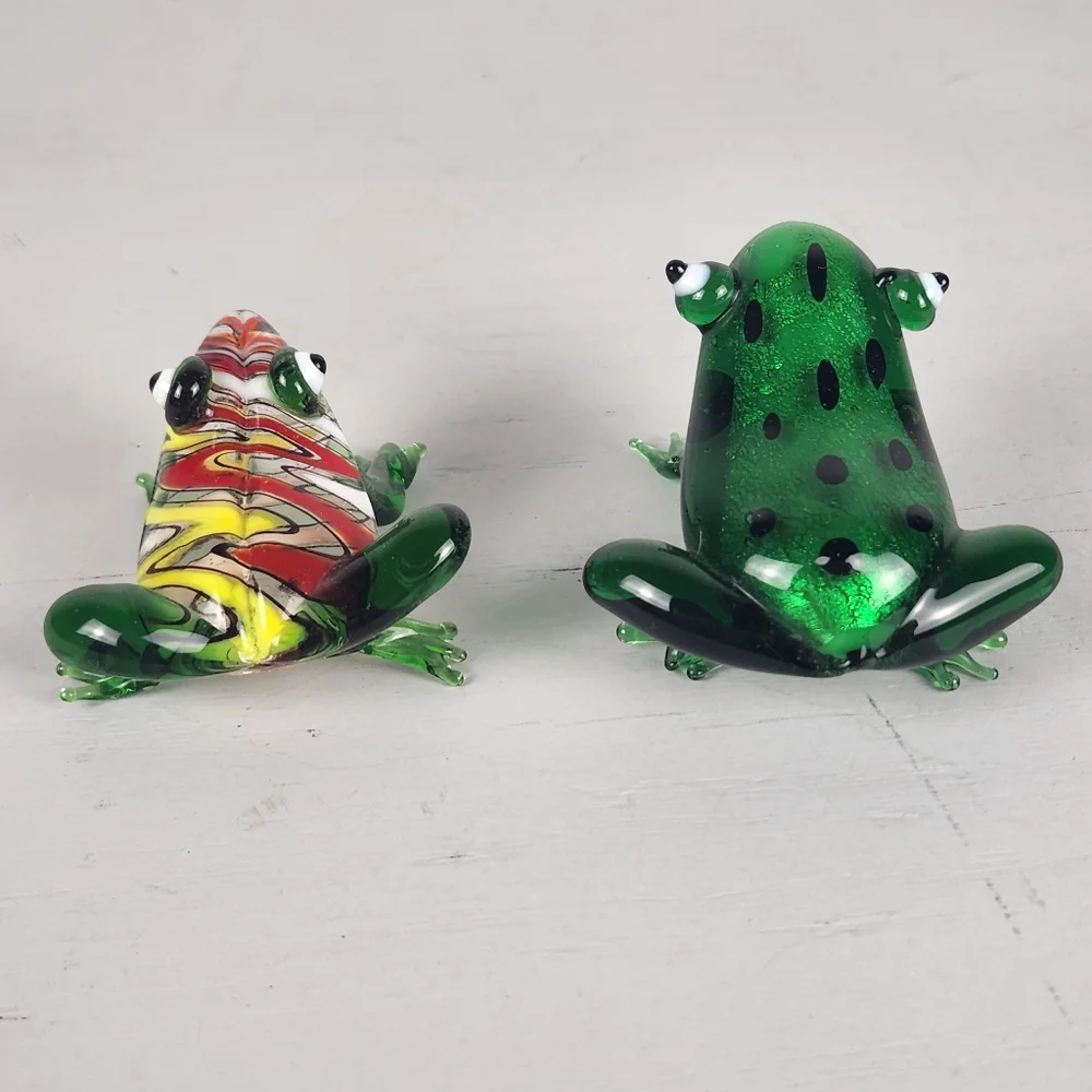 Lampwork Handblown Art Glass Frog Amphibian Figurine Pier One Multi Color Frog